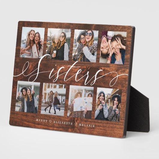 Sisters Script Gift for Sisters Photo Collage Wood Fotoplaat (Zijkant)