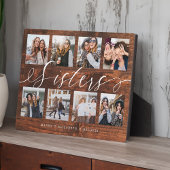 Sisters Script Gift for Sisters Photo Collage Wood Fotoplaat