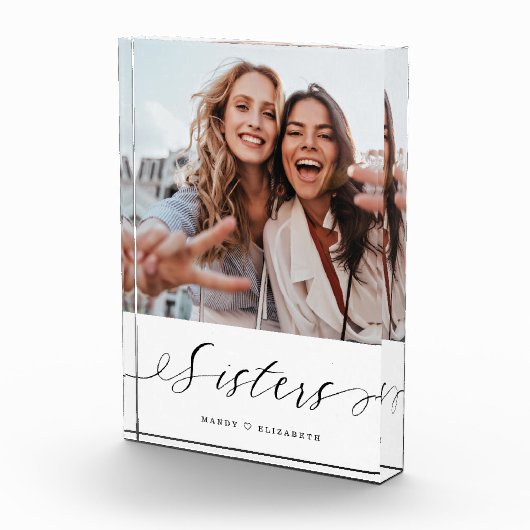 Sisters Script Gift for Sisters Photo Keepomwille Fotoblokken (Rechts)