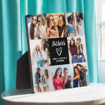 Sisters Script Gift voor Vrienden Fotocollage Fotoplaat<br><div class="desc">Het Sisters Script Gift for Friends Photo Collage Plaque is een prachtige manier om je geliefde vriendschap te vieren. Met een stijlvol scriptontwerp met de woorden "Sisters", kunt u met deze plaquette uw favoriete foto's samen uploaden en een persoonlijke en oprechte herinnering creëren. Ideaal voor verjaardagen, feestdagen of gewoon omdat...</div>