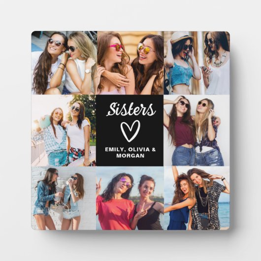 Sisters Script Gift voor Vrienden Fotocollage Fotoplaat (Voorkant)