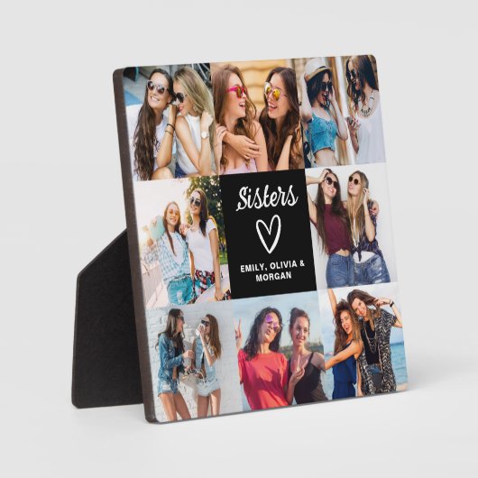 Sisters Script Gift voor Vrienden Fotocollage Fotoplaat (Voorkant)