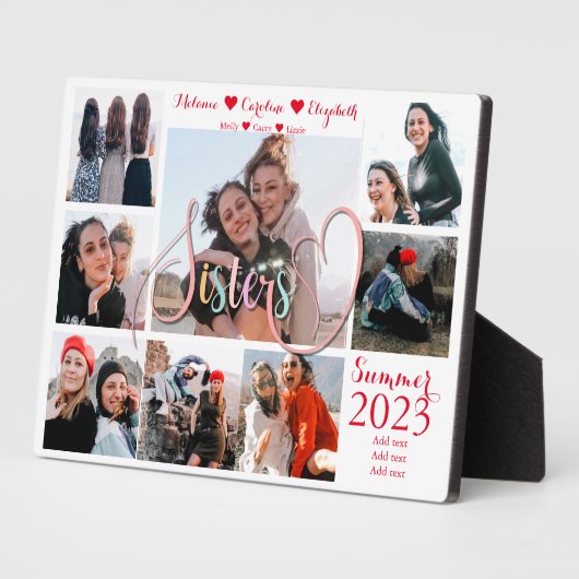 Sisters Script Keepomwille Gift Photo Collage Plaq Fotoplaat (Zijkant)