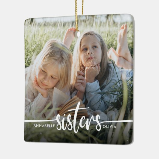 Sisters Script Moderne foto Keramisch Ornament (Links)