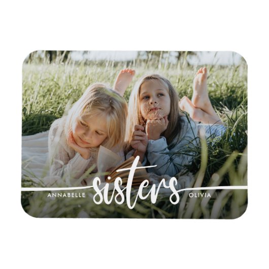 Sisters Script Moderne Photo Magnet Magneet (Horizontaal)