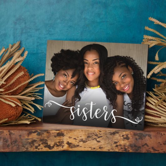Sisters Script Photo Plaque Fotoplaat (Zijkant)