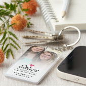 Sisters Script Quote Hot Pink Heart Foto Bewaarsak Sleutelhanger (Voorkant Rechts)