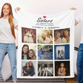 Sisters Script Quote Hot Pink Heart Fotocollage Fleece Deken