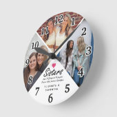 Sisters Script Quote Modern Hot Pink Heart Foto Ronde Klok (Hoek)