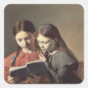 Sisters Signe en Henriette van de kunstenaar Vierkante Sticker