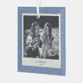 Sisters Simple Modern Blue Dots Customized Photo Glas Ornament (Voorkant links)
