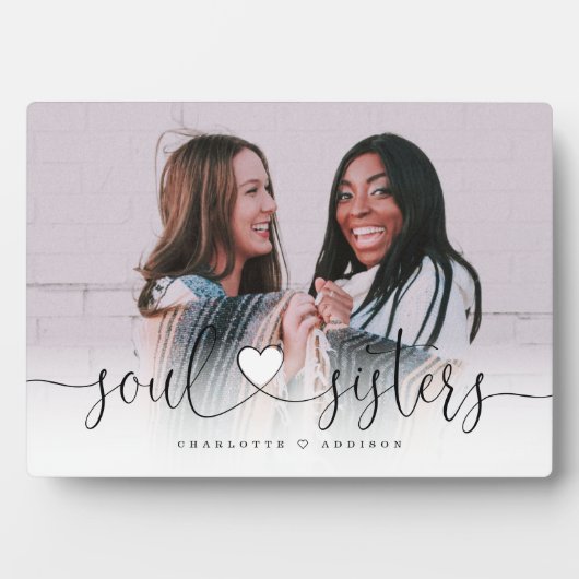 Sisters Soul Heart Script Best Friends Photo Gift Fotoplaat (voorkant)