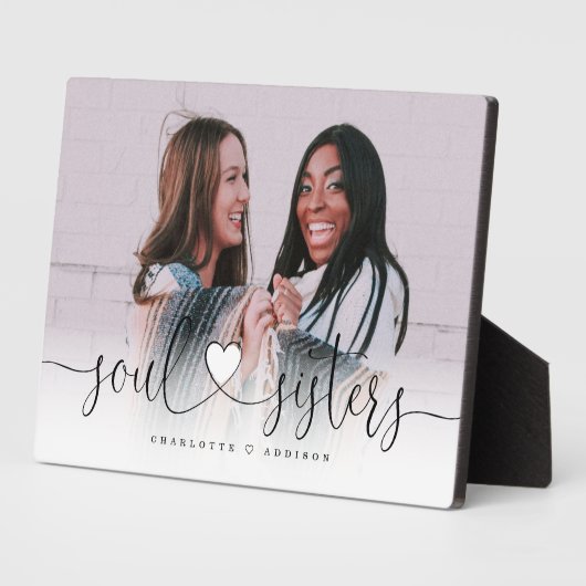 Sisters Soul Heart Script Best Friends Photo Gift Fotoplaat (Zijkant)