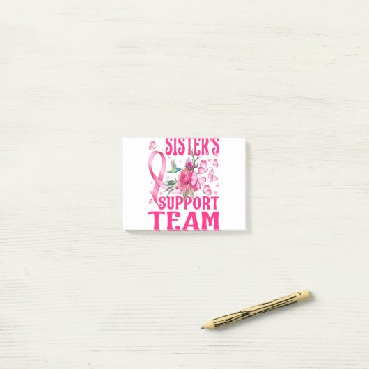 Sister's Support Team Hummingbird Breast Cancer Post-it® Notes (Op bureau)