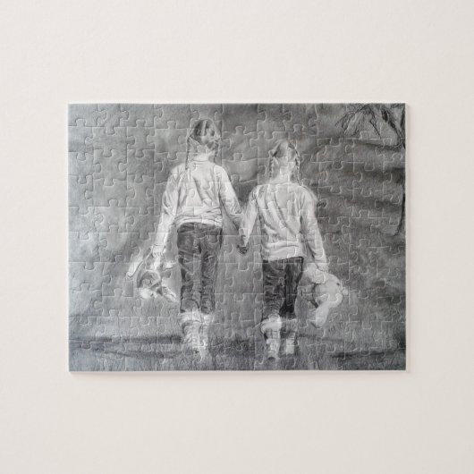 Sisters tekenen legpuzzel (Horizontaal)