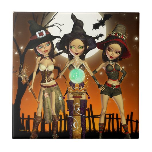 Sisters Three Witch Art Decorative Tile Tegeltje (Voorkant)