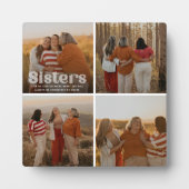 Sisters Trendy Typografie 4 Foto's Keepsake Fotoplaat (Voorkant)