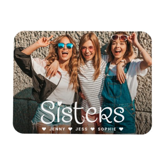 Sisters Typography Script Photo Magneet (Horizontaal)