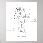 Sisters Verbonden hart met hart Elegant script Poster (Voorkant)