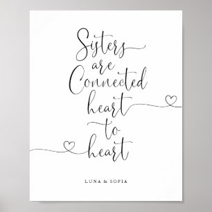 Sisters Verbonden hart met hart Elegant script Poster