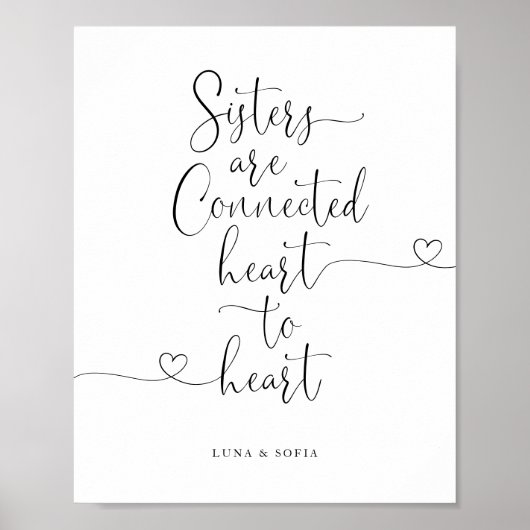 Sisters Verbonden hart met hart Elegant script Poster (Voorkant)