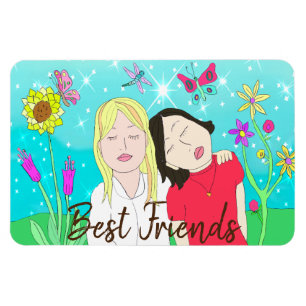 Sisters Whimsical Folk Art Hand Magneet