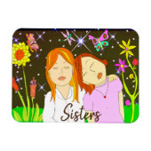Sisters Whimsical Folk Art Hand Magneet (Horizontaal)
