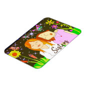 Sisters Whimsical Folk Art Hand Magneet (Linkerzijde)