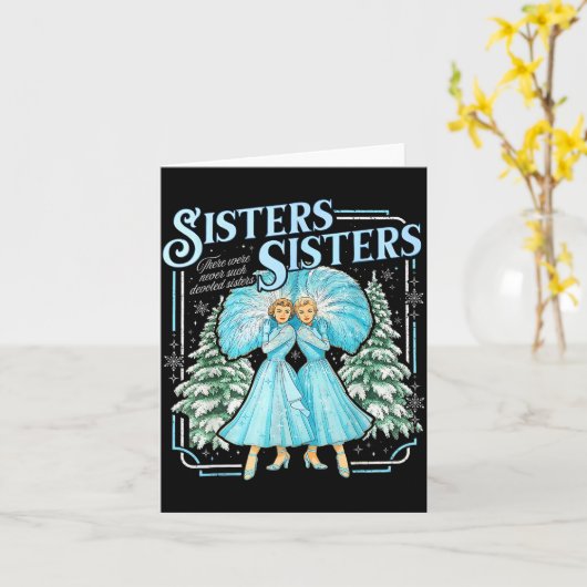 Sisters White Xmas Merry Christmas Snowflake Pajam Kaart (Gele Bloem)