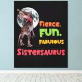 Sistersaurus Overeenkomende Zusters Dino Troep Ont Canvas Afdruk (Insitu (Houten vloer))