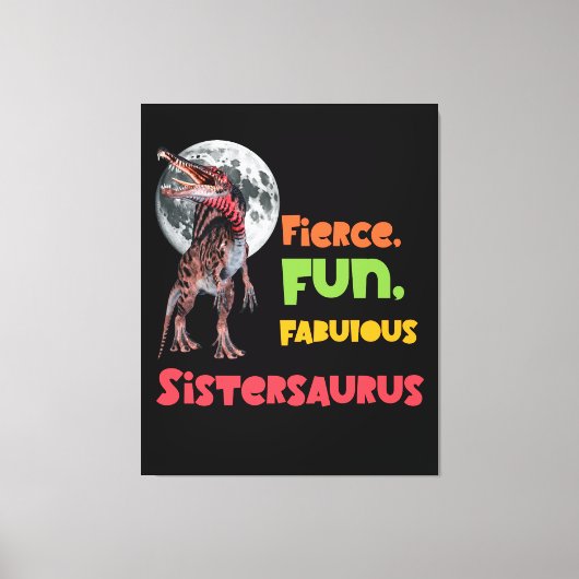 Sistersaurus Overeenkomende Zusters Dino Troep Ont Canvas Afdruk (Voorkant)