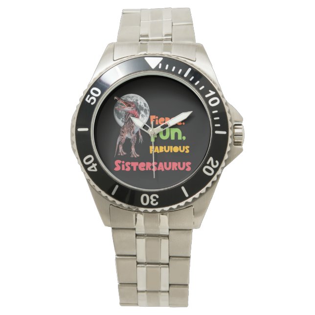 Sistersaurus Overeenkomende Zusters Dino Troep Ont Horloge (Voorkant)