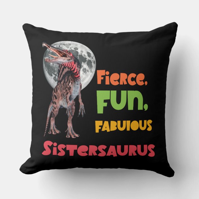 Sistersaurus Overeenkomende Zusters Dino Troep Ont Kussen (Voorkant)