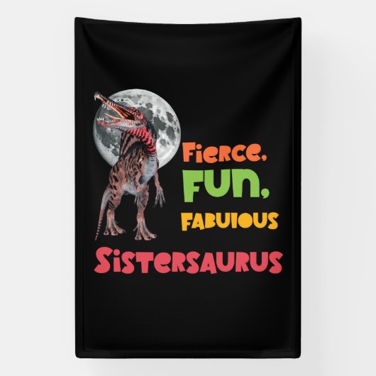 Sistersaurus Overeenkomende Zusters Dino Troep Ont Spandoek (Verticaal)