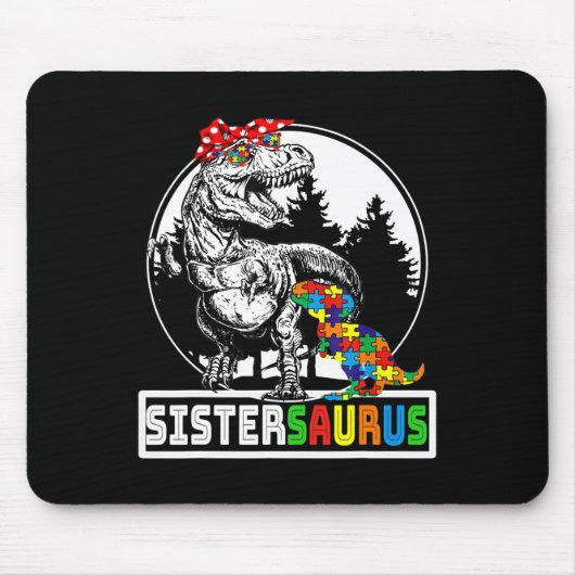 Sistersaurus T Rex Dinosaur Sister Saurus Autisme  Muismat (Voorkant)