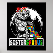 Sistersaurus T Rex Dinosaur Sister Saurus Autisme Poster (Voorkant)