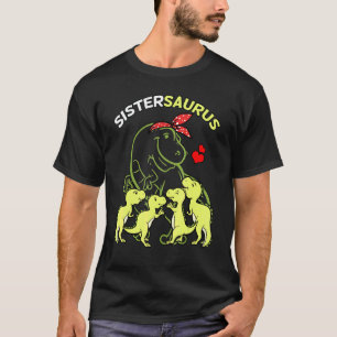 Sistersaurus Zus 4 Kinder Dinosaurus Zusters Dag T-shirt