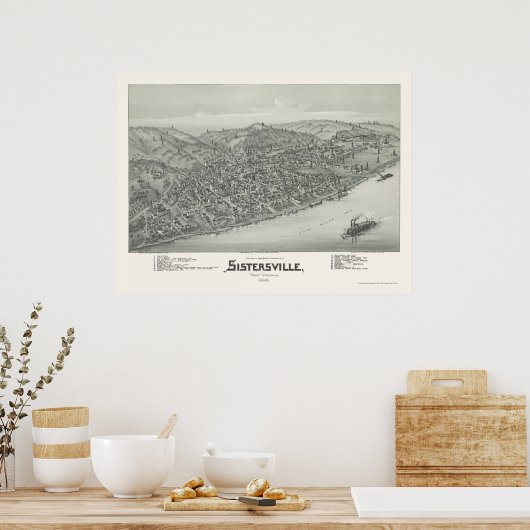 Sistersville, WV Panoramic Map - 1896 Poster (Keuken)