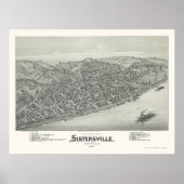 Sistersville, WV Panoramic Map - 1896 Poster (Voorkant)