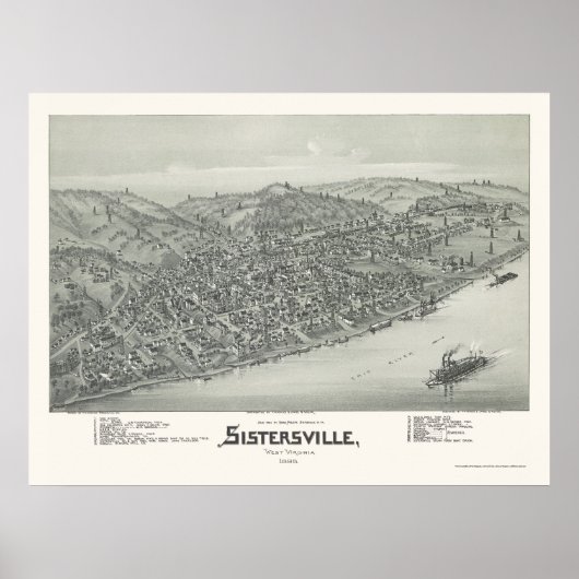 Sistersville, WV Panoramic Map - 1896 Poster (Voorkant)
