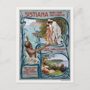 Sistiana Italy Vintage Travel Poster 1900 Briefkaart