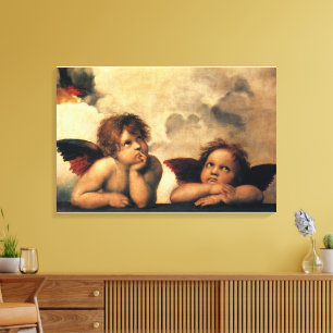 Sistijnse Madonna-Engelen door Raphael Sanzio Canvas Afdruk