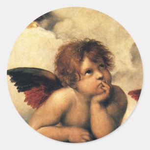 Sistijnse Madonna-Engelen door Raphael Sanzio Ronde Sticker