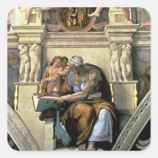 Sistine Chapel Ceiling: Cumaean Sibyl, 1510 Vierkante Sticker (Voorkant)