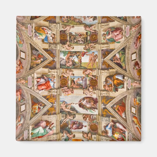 Sistine Chapel Ceiling door Michelangelo Buonarrot Magneet (Voorkant)