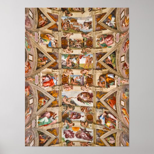 Sistine Chapel Ceiling door Michelangelo Buonarrot Poster (Voorkant)