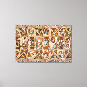 Sistine Chapel Ceiling door Michelangelo Canvas Afdruk