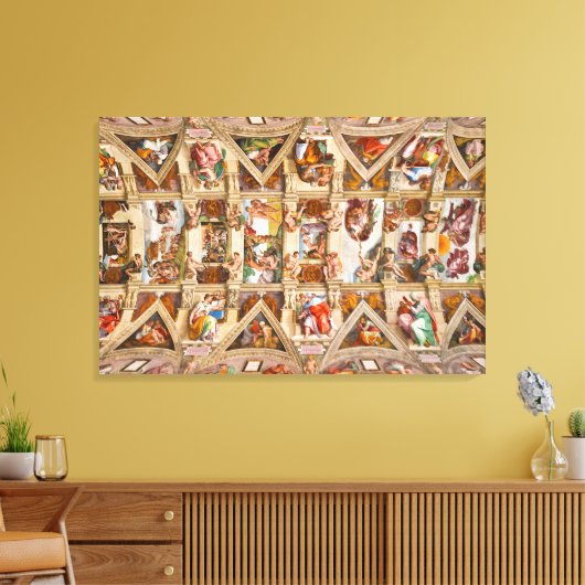 Sistine Chapel Ceiling door Michelangelo Canvas Afdruk (Insitu (Woonkamer))
