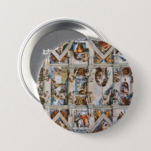Sistine Chapel Ceiling Michelangelo Ronde Button 7,6 Cm (Voorkant /achterkant)