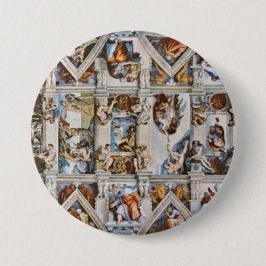 Sistine Chapel Ceiling Michelangelo Ronde Button 7,6 Cm (Voorkant)